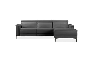 Hörnsoffa 3-sits Lund Grå, Läder/PU, Höger manuell vilstol - Grå, Läder/PU, Höger manuell vilstol - Möbler - Vardagsrum - Soffor - Reclinersoffor & Biosoffor