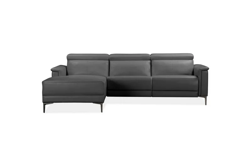 Hörnsoffa 3-sits Lund Grå, Läder/PU, Vänster Elektrisk Fåtölj - Grå, Läder/PU, Vänster Elektrisk Fåtölj - Möbler - Vardagsrum - Soffor - Skinnsoffor