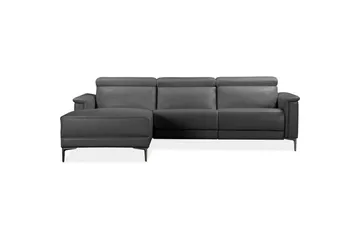 Hörnsoffa 3-sits Lund Grå, Läder/PU, Vänster Manuell Fåtölj - Grå, Läder/PU, Vänster Manuell Fåtölj - Möbler - Vardagsrum - Soffor - Reclinersoffor & Biosoffor