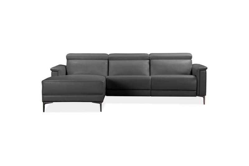 Hörnsoffa 3-sits Lund Grå, Läder/PU, Vänster Manuell Fåtölj - Grå, Läder/PU, Vänster Manuell Fåtölj - Möbler - Vardagsrum - Soffor - Skinnsoffor