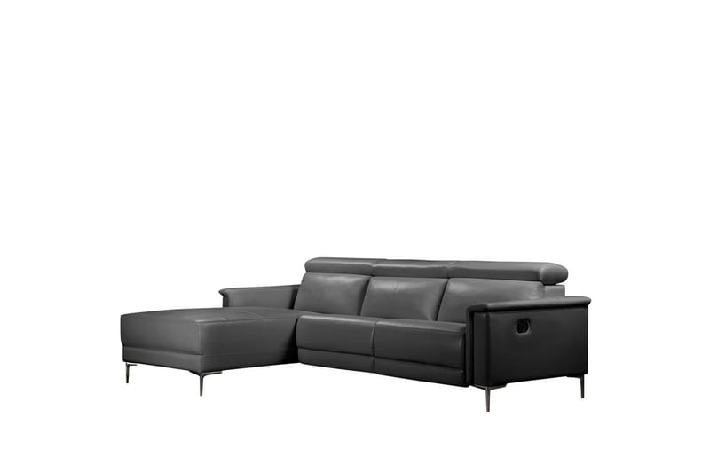 Hörnsoffa 3-sits Lund Grå, Läder/PU, Vänster Manuell Fåtölj - Grå, Läder/PU, Vänster Manuell Fåtölj - Möbler - Vardagsrum - Soffor - Reclinersoffor & Biosoffor
