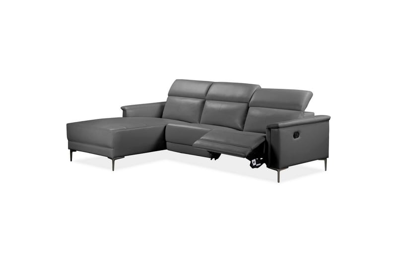 Hörnsoffa 3-sits Lund Grå, Läder/PU, Vänster Manuell Fåtölj - Grå, Läder/PU, Vänster Manuell Fåtölj - Möbler - Vardagsrum - Soffor - Reclinersoffor & Biosoffor