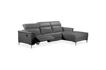 Hörnsoffa 3-sits Lund Grå, PU, Höger manuell vilstol - Grå, PU, Höger manuell vilstol - Möbler - Vardagsrum - Soffor - Reclinersoffor & Biosoffor