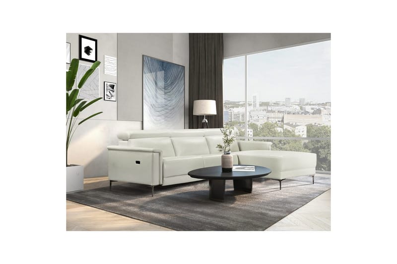 Hörnsoffa 3-sits Lund Kräm, PU, Höger elektrisk vilstol - Kräm, PU, Höger elektrisk vilstol - Möbler - Vardagsrum - Soffor - Reclinersoffor & Biosoffor