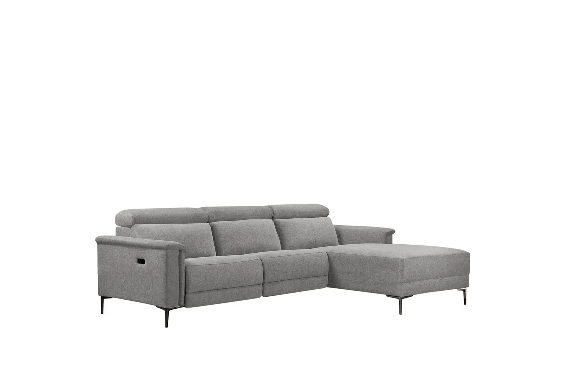 hörnsoffa 3-sits lund ljusgrå, belfast tyg, höger elektrisk vilstol - ljusgrå, belfast tyg, höger elektrisk vilstol