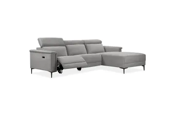 Hörnsoffa 3-sits Lund Ljusgrå, Belfast tyg, Höger elektrisk vilstol - Ljusgrå, Belfast tyg, Höger elektrisk vilstol - Möbler - Vardagsrum - Soffor - Reclinersoffor & Biosoffor