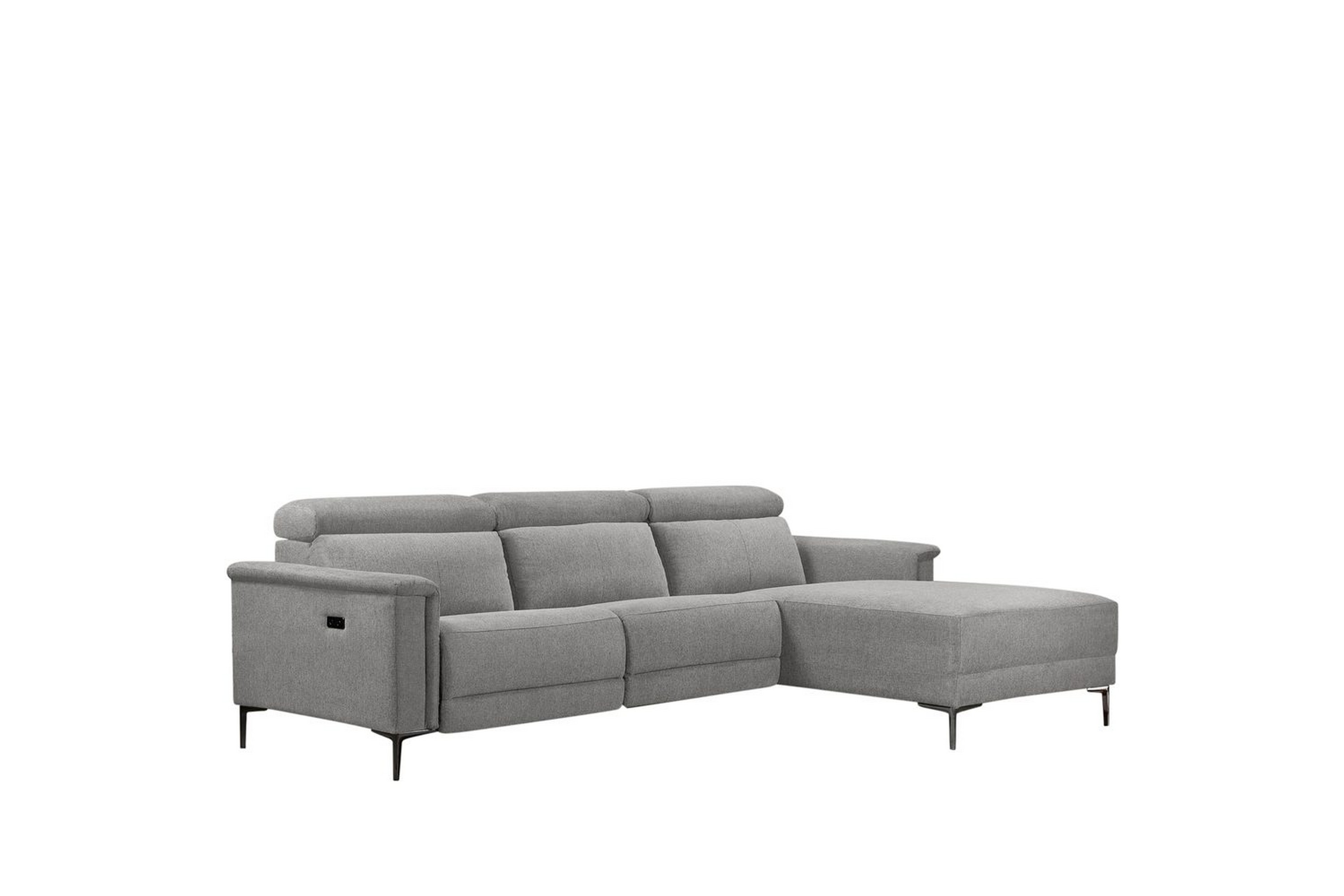 hörnsoffa 3-sits lund ljusgrå, belfast tyg, höger elektrisk vilstol - ljusgrå, belfast tyg, höger elektrisk vilstol