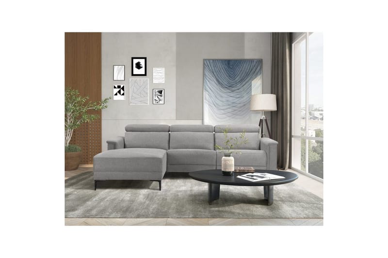 Hörnsoffa 3-sits Lund Ljusgrå, Belfast tyg, Vänster Elektrisk Fåtölj - Ljusgrå, Belfast tyg, Vänster Elektrisk Fåtölj - Möbler - Vardagsrum - Soffor - Reclinersoffor & Biosoffor