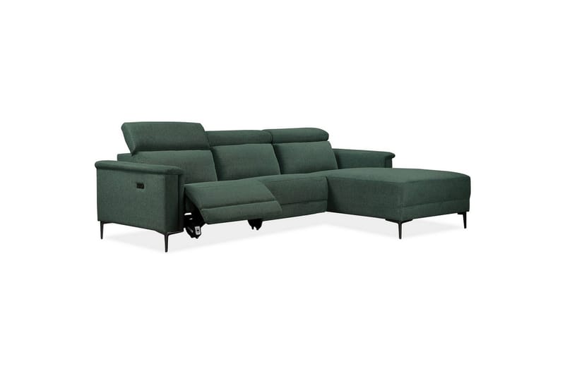 Hörnsoffa 3-sits Lund Mörkgrön, Belfast tyg, Höger elektrisk vilstol - Mörkgrön, Belfast tyg, Höger elektrisk vilstol - Möbler - Vardagsrum - Soffor - Reclinersoffor & Biosoffor