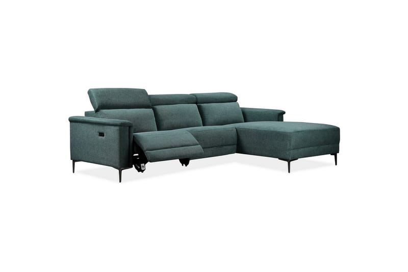 Hörnsoffa 3-sits Lund Mörkgrön, Belfast tyg, Höger elektrisk vilstol - Mörkgrön, Belfast tyg, Höger elektrisk vilstol - Möbler - Vardagsrum - Soffor - Reclinersoffor & Biosoffor