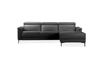 Hörnsoffa 3-sits Lund Svart, Läder/PU, Höger elektrisk vilstol - Svart, Läder/PU, Höger elektrisk vilstol - Möbler - Vardagsrum - Soffor - Reclinersoffor & Biosoffor