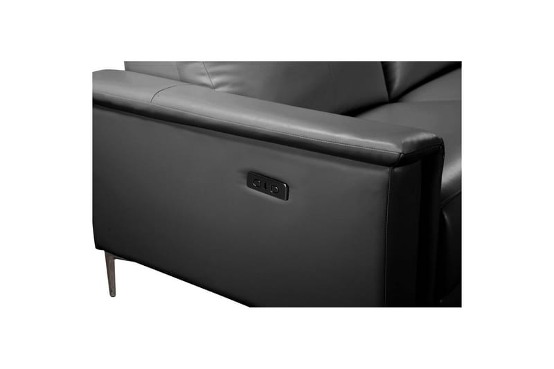 Hörnsoffa 3-sits Lund Svart, Läder/PU, Höger elektrisk vilstol - Svart, Läder/PU, Höger elektrisk vilstol - Möbler - Vardagsrum - Soffor - Skinnsoffor