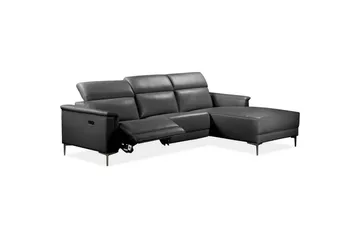 Hörnsoffa 3-sits Lund Svart, Läder/PU, Höger elektrisk vilstol - Svart, Läder/PU, Höger elektrisk vilstol - Möbler - Vardagsrum - Soffor - Reclinersoffor & Biosoffor