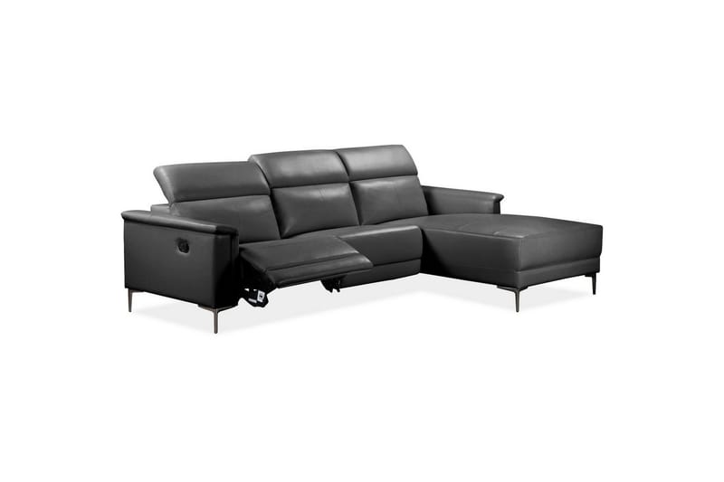 Hörnsoffa 3-sits Lund Svart, Läder/PU, Höger manuell vilstol - Svart, Läder/PU, Höger manuell vilstol - Möbler - Vardagsrum - Soffor - Reclinersoffor & Biosoffor