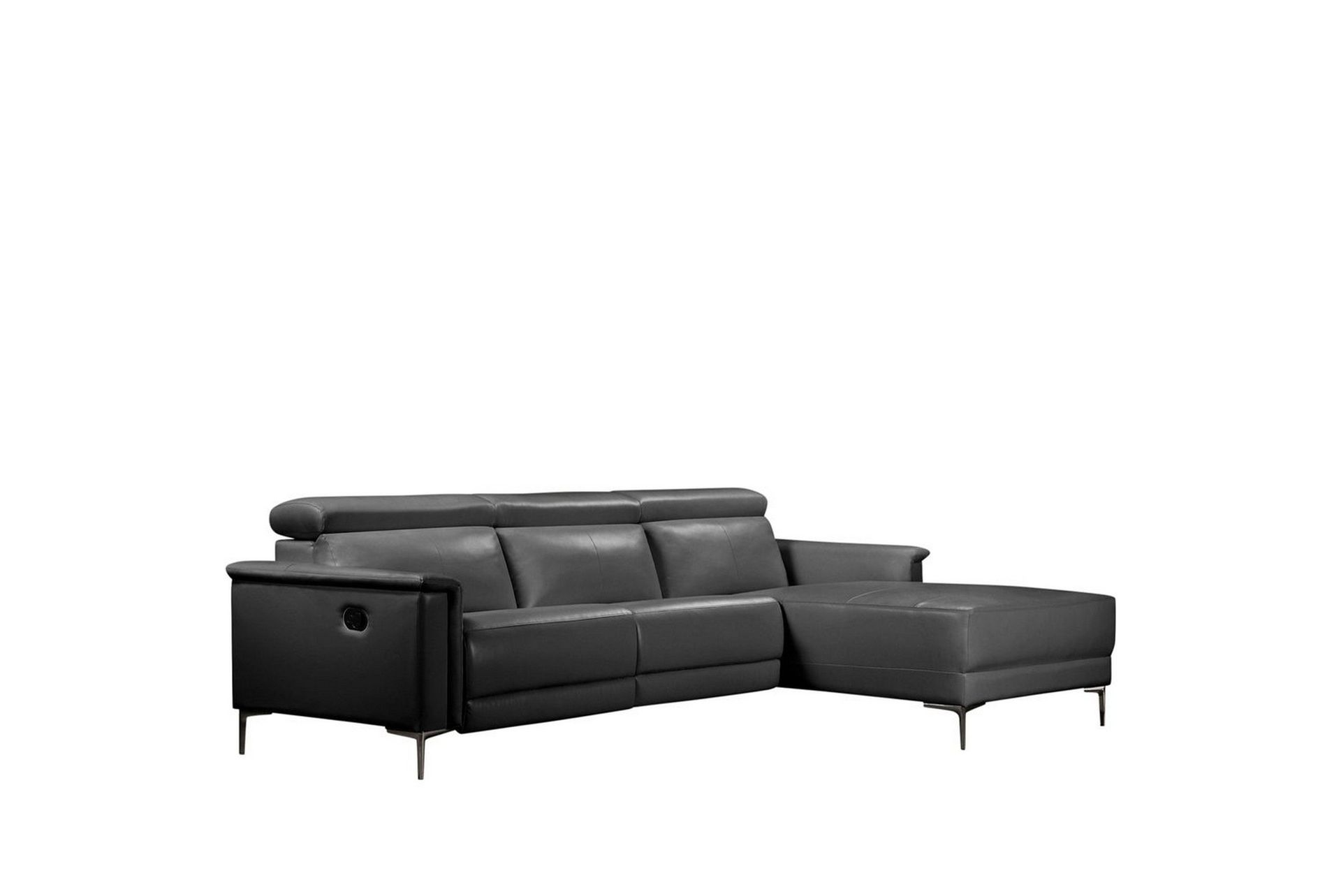 H&ouml;rnsoffa 3-sits Lund Svart, L&auml;der/PU, H&ouml;ger manuell vilstol - Svart, L&auml;der/PU, H&ouml;ger manuell vilstol