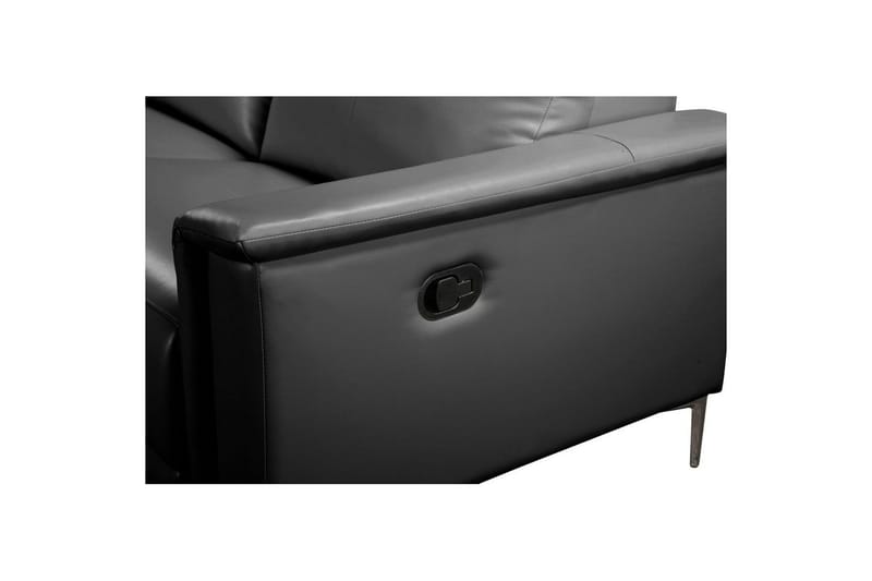 Hörnsoffa 3-sits Lund Svart, Läder/PU, Vänster Manuell Fåtölj - Svart, Läder/PU, Vänster Manuell Fåtölj - Möbler - Vardagsrum - Soffor - Skinnsoffor