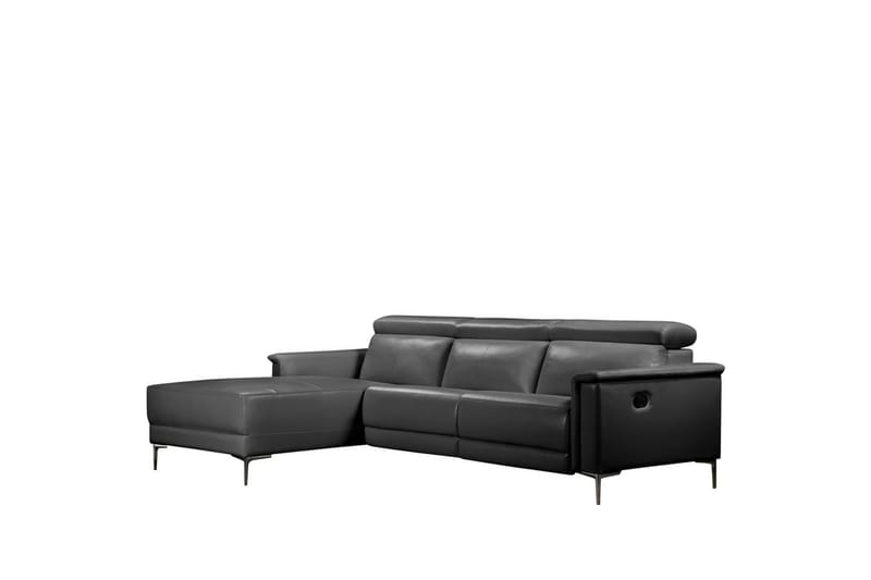 Hörnsoffa 3-sits Lund Svart, Läder/PU, Vänster Manuell Fåtölj - Svart, Läder/PU, Vänster Manuell Fåtölj - Möbler - Vardagsrum - Soffor - Reclinersoffor & Biosoffor