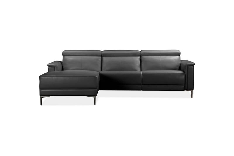 Hörnsoffa 3-sits Lund Svart, Läder/PU, Vänster Manuell Fåtölj - Svart, Läder/PU, Vänster Manuell Fåtölj - Möbler - Vardagsrum - Soffor - Skinnsoffor