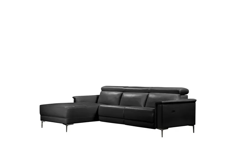 Hörnsoffa 3-sits Lund Svart, PU, Vänster Elektrisk Fåtölj - Svart, PU, Vänster Elektrisk Fåtölj - Möbler - Vardagsrum - Soffor - Reclinersoffor & Biosoffor