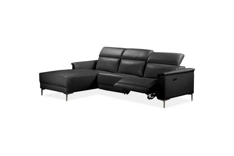Hörnsoffa 3-sits Lund Svart, PU, Vänster Elektrisk Fåtölj - Svart, PU, Vänster Elektrisk Fåtölj - Möbler - Vardagsrum - Soffor - Skinnsoffor
