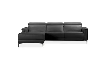 Hörnsoffa 3-sits Lund Svart, PU, Vänster Elektrisk Fåtölj - Svart, PU, Vänster Elektrisk Fåtölj - Möbler - Vardagsrum - Soffor - Reclinersoffor & Biosoffor