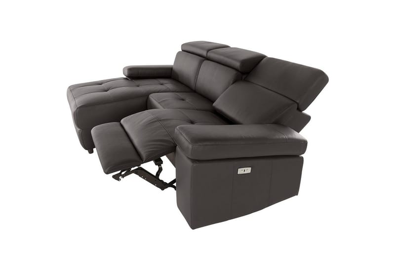 Hörnsoffa 3-sits Rayland Brun, Läder/PU, Vänster Elektrisk Fåtölj - Brun, Läder/PU, Vänster Elektrisk Fåtölj - Möbler - Vardagsrum - Soffor - Reclinersoffor & Biosoffor
