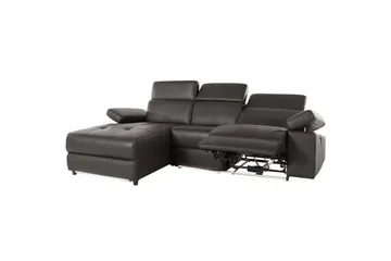 Hörnsoffa 3-sits Rayland Brun, Läder/PU, Vänster Elektrisk Fåtölj - Brun, Läder/PU, Vänster Elektrisk Fåtölj - Möbler - Vardagsrum - Soffor - Reclinersoffor & Biosoffor