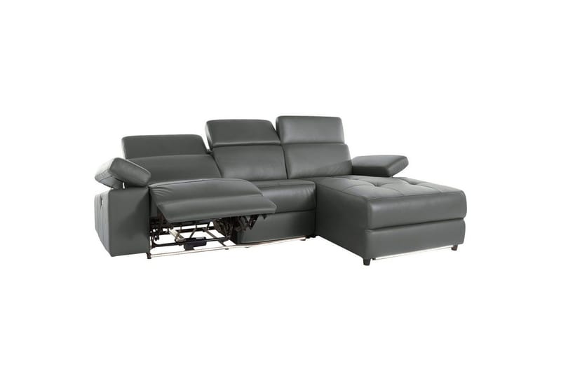 Hörnsoffa 3-sits Rayland Grå, Läder/PU, Höger elektrisk vilstol - Grå, Läder/PU, Höger elektrisk vilstol - Möbler - Vardagsrum - Soffor - Reclinersoffor & Biosoffor