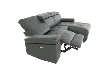 Hörnsoffa 3-sits Rayland Grå, Läder/PU, Höger elektrisk vilstol - Grå, Läder/PU, Höger elektrisk vilstol - Möbler - Vardagsrum - Soffor - Reclinersoffor & Biosoffor