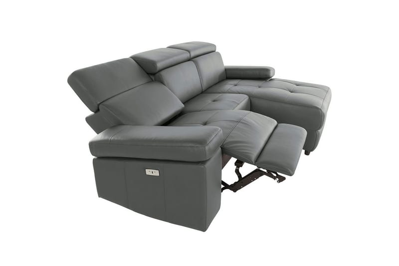 Hörnsoffa 3-sits Rayland Grå, Läder/PU, Höger elektrisk vilstol - Grå, Läder/PU, Höger elektrisk vilstol - Möbler - Vardagsrum - Soffor - Reclinersoffor & Biosoffor