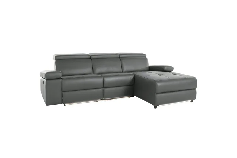 Hörnsoffa 3-sits Rayland Grå, Läder/PU, Höger manuell vilstol - Grå, Läder/PU, Höger manuell vilstol - Möbler - Vardagsrum - Soffor - Reclinersoffor & Biosoffor