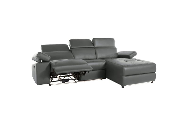 Hörnsoffa 3-sits Rayland Grå, Läder/PU, Höger manuell vilstol - Grå, Läder/PU, Höger manuell vilstol - Möbler - Vardagsrum - Soffor - Reclinersoffor & Biosoffor