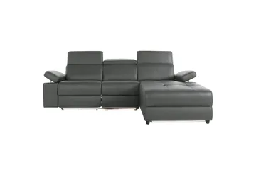 Hörnsoffa 3-sits Rayland Grå, Läder/PU, Höger manuell vilstol - Grå, Läder/PU, Höger manuell vilstol - Möbler - Vardagsrum - Soffor - Reclinersoffor & Biosoffor
