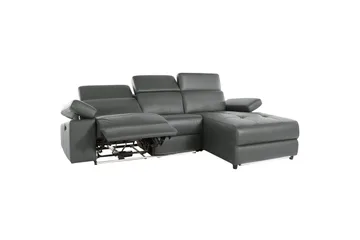 Hörnsoffa 3-sits Rayland Grå, Läder/PU, Höger manuell vilstol - Grå, Läder/PU, Höger manuell vilstol - Möbler - Vardagsrum - Soffor - Reclinersoffor & Biosoffor