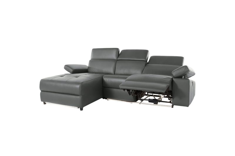 Hörnsoffa 3-sits Rayland Grå, Läder/PU, Vänster Elektrisk Fåtölj - Grå, Läder/PU, Vänster Elektrisk Fåtölj - Möbler - Vardagsrum - Soffor - Reclinersoffor & Biosoffor