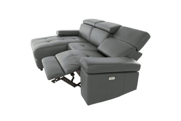 Hörnsoffa 3-sits Rayland Grå, Läder/PU, Vänster Elektrisk Fåtölj - Grå, Läder/PU, Vänster Elektrisk Fåtölj - Möbler - Vardagsrum - Soffor - Reclinersoffor & Biosoffor