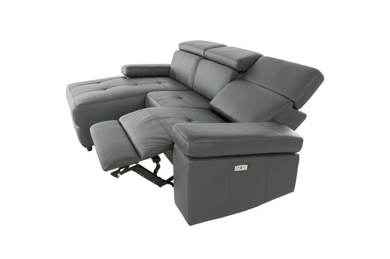 Hörnsoffa 3-sits Rayland Grå, Läder/PU, Vänster Elektrisk Fåtölj - Grå, Läder/PU, Vänster Elektrisk Fåtölj - Möbler - Vardagsrum - Soffor - Reclinersoffor & Biosoffor