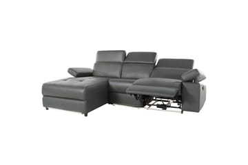 Hörnsoffa 3-sits Rayland Grå, Läder/PU, Vänster Manuell Fåtölj - Grå, Läder/PU, Vänster Manuell Fåtölj - Möbler - Vardagsrum - Soffor - Reclinersoffor & Biosoffor