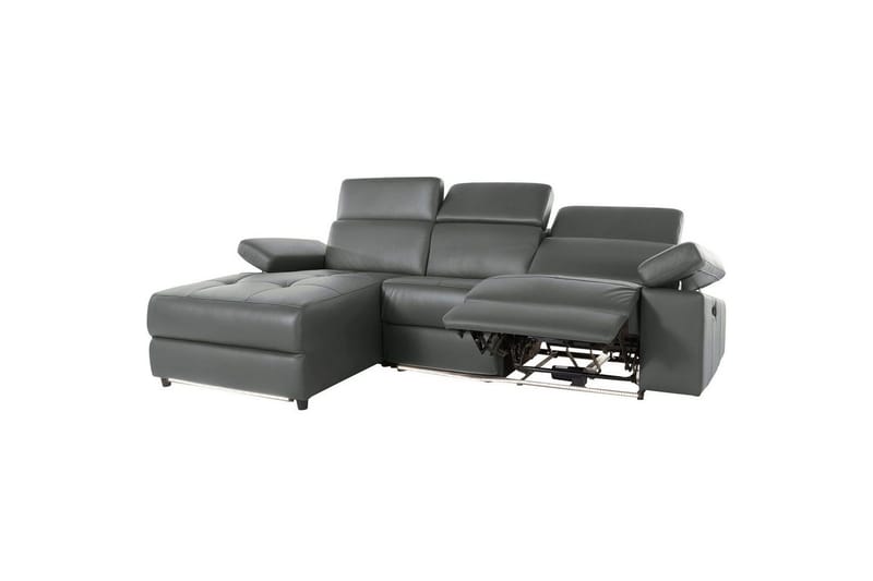 Hörnsoffa 3-sits Rayland Grå, Läder/PU, Vänster Manuell Fåtölj - Grå, Läder/PU, Vänster Manuell Fåtölj - Möbler - Vardagsrum - Soffor - Reclinersoffor & Biosoffor