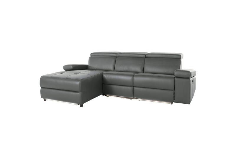 Hörnsoffa 3-sits Rayland Grå, Läder/PU, Vänster Manuell Fåtölj - Grå, Läder/PU, Vänster Manuell Fåtölj - Möbler - Vardagsrum - Soffor - Reclinersoffor & Biosoffor
