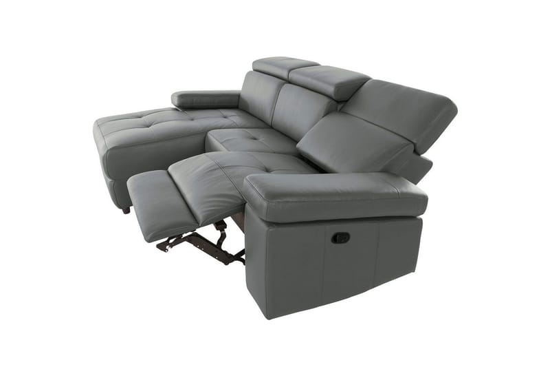 Hörnsoffa 3-sits Rayland Grå, Läder/PU, Vänster Manuell Fåtölj - Grå, Läder/PU, Vänster Manuell Fåtölj - Möbler - Vardagsrum - Soffor - Reclinersoffor & Biosoffor