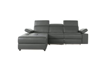 Hörnsoffa 3-sits Rayland Grå, Läder/PU, Vänster Manuell Fåtölj - Grå, Läder/PU, Vänster Manuell Fåtölj - Möbler - Vardagsrum - Soffor - Reclinersoffor & Biosoffor