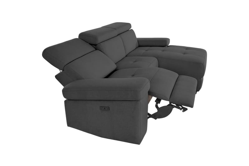 Hörnsoffa 3-sits Rayland Grå, Sunday tyg, Höger elektrisk vilstol - Grå, Sunday tyg, Höger elektrisk vilstol - Möbler - Vardagsrum - Soffor - Reclinersoffor & Biosoffor