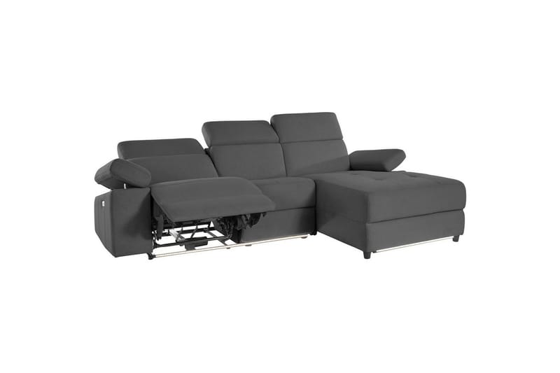 Hörnsoffa 3-sits Rayland Grå, Sunday tyg, Höger elektrisk vilstol - Grå, Sunday tyg, Höger elektrisk vilstol - Möbler - Vardagsrum - Soffor - Reclinersoffor & Biosoffor