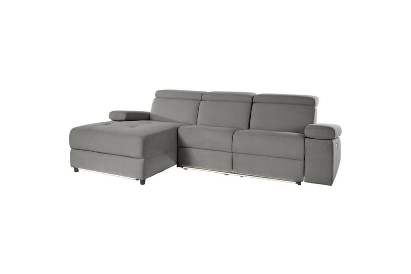 Hörnsoffa 3-sits Rayland Grå, Sunday tyg, Vänster Elektrisk Fåtölj - Grå, Sunday tyg, Vänster Elektrisk Fåtölj - Möbler - Vardagsrum - Soffor - Reclinersoffor & Biosoffor