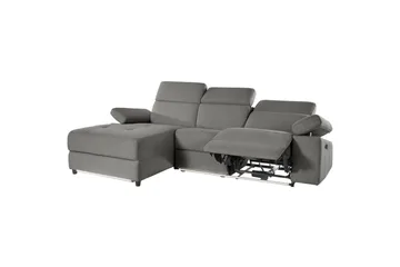 Hörnsoffa 3-sits Rayland Grå, Sunday tyg, Vänster Manuell Fåtölj - Grå, Sunday tyg, Vänster Manuell Fåtölj - Möbler - Vardagsrum - Soffor - Reclinersoffor & Biosoffor
