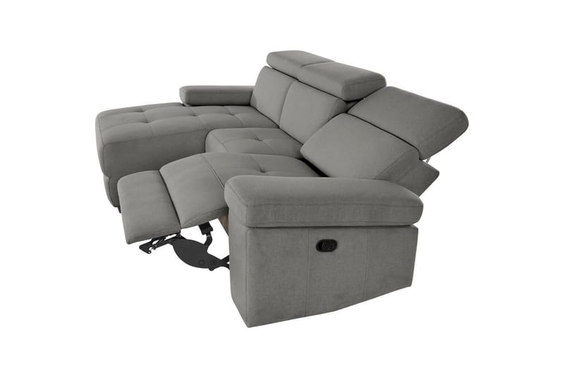 Hörnsoffa 3-sits Rayland Grå, Sunday tyg, Vänster Manuell Fåtölj - Grå, Sunday tyg, Vänster Manuell Fåtölj - Möbler - Vardagsrum - Soffor - Reclinersoffor & Biosoffor