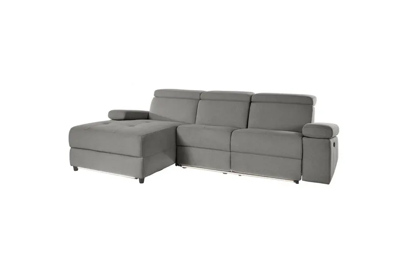 Hörnsoffa 3-sits Rayland Grå, Sunday tyg, Vänster Manuell Fåtölj - Grå, Sunday tyg, Vänster Manuell Fåtölj - Möbler - Vardagsrum - Soffor - Reclinersoffor & Biosoffor