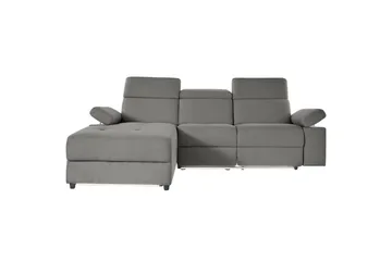 Hörnsoffa 3-sits Rayland Grå, Sunday tyg, Vänster Manuell Fåtölj - Grå, Sunday tyg, Vänster Manuell Fåtölj - Möbler - Vardagsrum - Soffor - Reclinersoffor & Biosoffor
