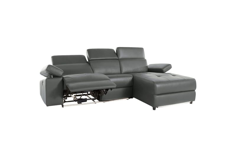 Hörnsoffa 3-sits Rayland Grå, PU, Höger elektrisk vilstol - Grå, PU, Höger elektrisk vilstol - Möbler - Vardagsrum - Soffor - Skinnsoffor